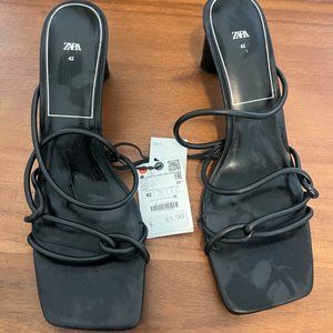 Zara Black Heeled Sandals Size 42